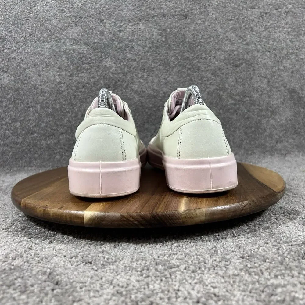 ECCO Flexure T-Cap Low Woman’s Size 39 White Rose Pink Leather Shoes No Insoles